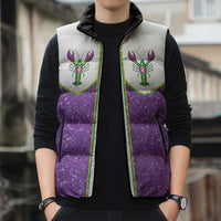 Mardi Gras Crawfish Sleeveless Puffer Jacket Western Yoke Glitter Style