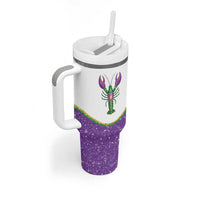 Mardi Gras Crawfish Tumbler With Handle Western Yoke Glitter Style