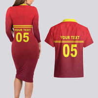 Custom West Indies Cricket Couples Matching Long Sleeve Bodycon Dress and Hawaiian Shirt Vintage Style