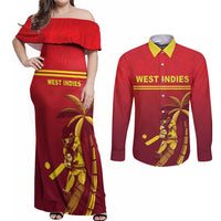 Custom West Indies Cricket Couples Matching Off Shoulder Maxi Dress and Long Sleeve Button Shirt Vintage Style