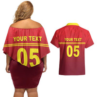 Custom West Indies Cricket Couples Matching Off Shoulder Short Dress and Hawaiian Shirt Vintage Style