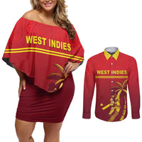 Custom West Indies Cricket Couples Matching Off Shoulder Short Dress and Long Sleeve Button Shirt Vintage Style