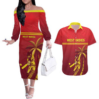 Custom West Indies Cricket Couples Matching Off The Shoulder Long Sleeve Dress and Hawaiian Shirt Vintage Style
