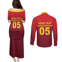 Custom West Indies Cricket Couples Matching Puletasi and Long Sleeve Button Shirt Vintage Style