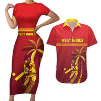 Custom West Indies Cricket Couples Matching Short Sleeve Bodycon Dress and Hawaiian Shirt Vintage Style