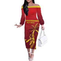 Custom West Indies Cricket Family Matching Off The Shoulder Long Sleeve Dress and Hawaiian Shirt Vintage Style