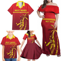 Custom West Indies Cricket Family Matching Off Shoulder Maxi Dress and Hawaiian Shirt Vintage Style