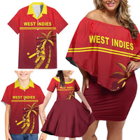 Custom West Indies Cricket Family Matching Off Shoulder Short Dress and Hawaiian Shirt Vintage Style