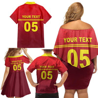 Custom West Indies Cricket Family Matching Off Shoulder Short Dress and Hawaiian Shirt Vintage Style