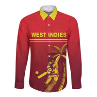 Custom West Indies Cricket Long Sleeve Button Shirt Vintage Style
