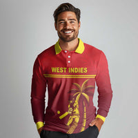 Custom West Indies Cricket Long Sleeve Polo Shirt Vintage Style