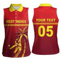 Custom West Indies Cricket Women Sleeveless Polo Shirt Vintage Style