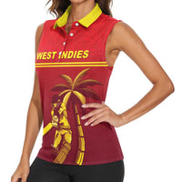 Custom West Indies Cricket Women Sleeveless Polo Shirt Vintage Style