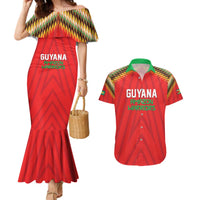 Custom Guyana Cricket Couples Matching Mermaid Dress and Hawaiian Shirt Go Amazon Warriors