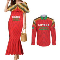 Custom Guyana Cricket Couples Matching Mermaid Dress and Long Sleeve Button Shirt Go Amazon Warriors