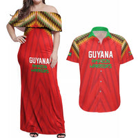 Custom Guyana Cricket Couples Matching Off Shoulder Maxi Dress and Hawaiian Shirt Go Amazon Warriors