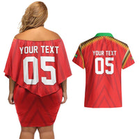 Custom Guyana Cricket Couples Matching Off Shoulder Short Dress and Hawaiian Shirt Go Amazon Warriors