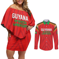 Custom Guyana Cricket Couples Matching Off Shoulder Short Dress and Long Sleeve Button Shirt Go Amazon Warriors