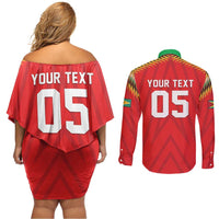 Custom Guyana Cricket Couples Matching Off Shoulder Short Dress and Long Sleeve Button Shirt Go Amazon Warriors