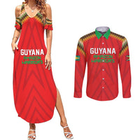 Custom Guyana Cricket Couples Matching Summer Maxi Dress and Long Sleeve Button Shirt Go Amazon Warriors