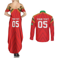 Custom Guyana Cricket Couples Matching Summer Maxi Dress and Long Sleeve Button Shirt Go Amazon Warriors