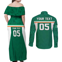 Custom Ireland Rugby Couples Matching Off Shoulder Maxi Dress and Long Sleeve Button Shirt Old Retro Style