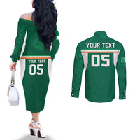 Custom Ireland Rugby Couples Matching Off The Shoulder Long Sleeve Dress and Long Sleeve Button Shirt Old Retro Style