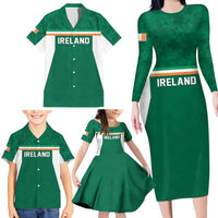 Custom Ireland Rugby Family Matching Long Sleeve Bodycon Dress and Hawaiian Shirt Old Retro Style