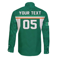 Custom Ireland Rugby Family Matching Off The Shoulder Long Sleeve Dress and Hawaiian Shirt Old Retro Style