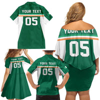 Custom Ireland Rugby Family Matching Off Shoulder Short Dress and Hawaiian Shirt Old Retro Style