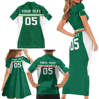 Custom Ireland Rugby Family Matching Short Sleeve Bodycon Dress and Hawaiian Shirt Old Retro Style