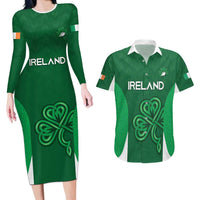 Custom Ireland Rugby Couples Matching Long Sleeve Bodycon Dress and Hawaiian Shirt Irish Celtic Shamrock