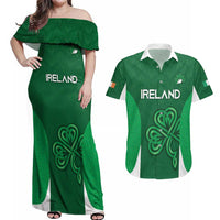 Custom Ireland Rugby Couples Matching Off Shoulder Maxi Dress and Hawaiian Shirt Irish Celtic Shamrock