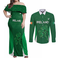 Custom Ireland Rugby Couples Matching Off Shoulder Maxi Dress and Long Sleeve Button Shirt Irish Celtic Shamrock