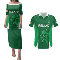 Custom Ireland Rugby Couples Matching Puletasi and Hawaiian Shirt Irish Celtic Shamrock