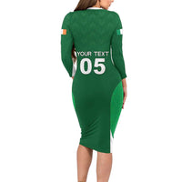 Custom Ireland Rugby Family Matching Long Sleeve Bodycon Dress and Hawaiian Shirt Irish Celtic Shamrock
