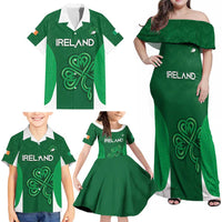 Custom Ireland Rugby Family Matching Off Shoulder Maxi Dress and Hawaiian Shirt Irish Celtic Shamrock