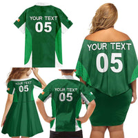 Custom Ireland Rugby Family Matching Off Shoulder Short Dress and Hawaiian Shirt Irish Celtic Shamrock