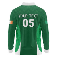 Custom Ireland Rugby Long Sleeve Polo Shirt Irish Celtic Shamrock