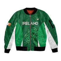 Custom Ireland Rugby Sleeve Zip Bomber Jacket Irish Celtic Shamrock