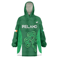 Custom Ireland Rugby Wearable Blanket Hoodie Irish Celtic Shamrock