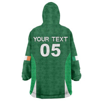 Custom Ireland Rugby Wearable Blanket Hoodie Irish Celtic Shamrock