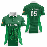 Custom Ireland Rugby Women Polo Shirt Irish Celtic Shamrock