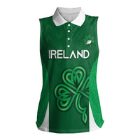 Custom Ireland Rugby Women Sleeveless Polo Shirt Irish Celtic Shamrock