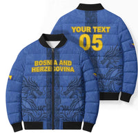 Custom Bosnia And Herzegovina Football Bomber Puffer Jacket Zmajevi Rising Strong
