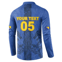 Custom Bosnia And Herzegovina Football Button Sweatshirt Zmajevi Rising Strong
