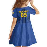 Custom Bosnia And Herzegovina Football Kid Short Sleeve Dress Zmajevi Rising Strong