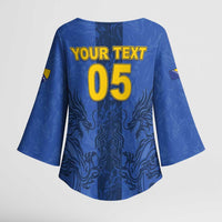 Custom Bosnia And Herzegovina Football Kimono Sleeve Blouse Zmajevi Rising Strong