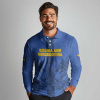 Custom Bosnia And Herzegovina Football Long Sleeve Polo Shirt Zmajevi Rising Strong