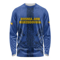 Custom Bosnia And Herzegovina Football Long Sleeve Shirt Zmajevi Rising Strong